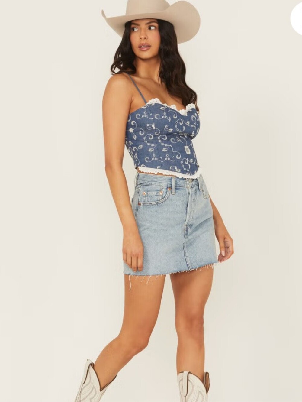 Levi's Icon Light Wash Denim Mini Skirt High Rise Distressed Raw Hem Skirt